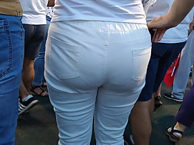 Massive ass milfs in tight white pants