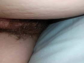 Hairy Wife Pussy From Rear and Laying on Front